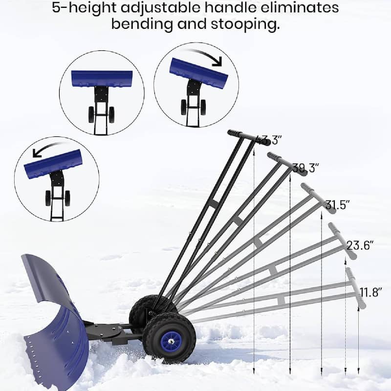 Heavy Duty Double Rod 36-Inch Steel Snow Shovel Plow for Driveways, Sidewalks, Yards