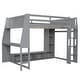 preview thumbnail 13 of 11, Wood Full Size Loft Bed w/Desk, Multi-storage Shelves, LED & Hanging Clothes Rack, No Box Spring Needed Wooden Support Bed Frame