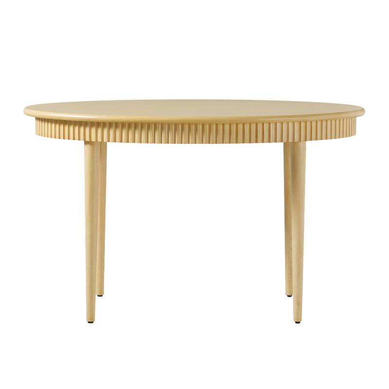 Walker Edison Modern Fluted Oak Wood Veneer Oval Dining Table for 4