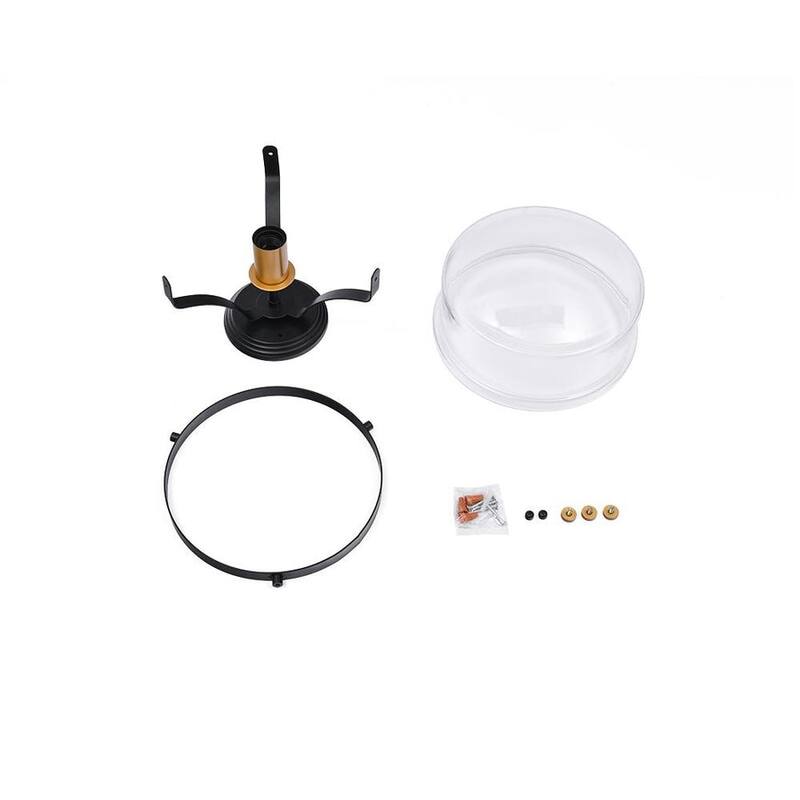 1-Light Round Glass Semi Flush Ceiling Light - 11" Black Farmhouse