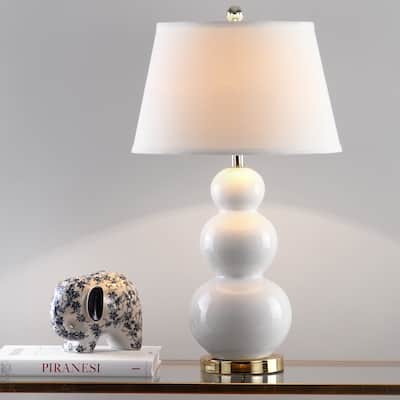 SAFAVIEH Lighting 27-inch Amy Triple Gourd White Table Lamp (Set of 2) - 16"x16"x28"