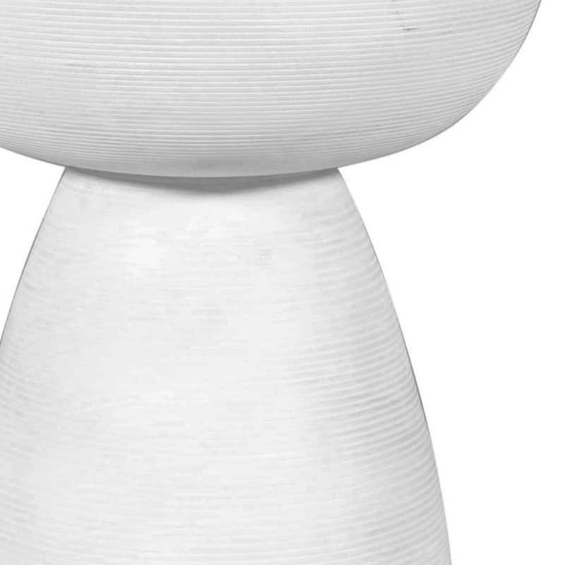 White Solid Wood Round End Table with Pedestal Base and Rustic Finish - 17” x 17” x 22” (D x W x H)