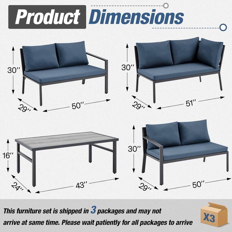 AECOJOY Metal Patio Furniture Set 7 Pieces Modern Outdoor Conversation Set