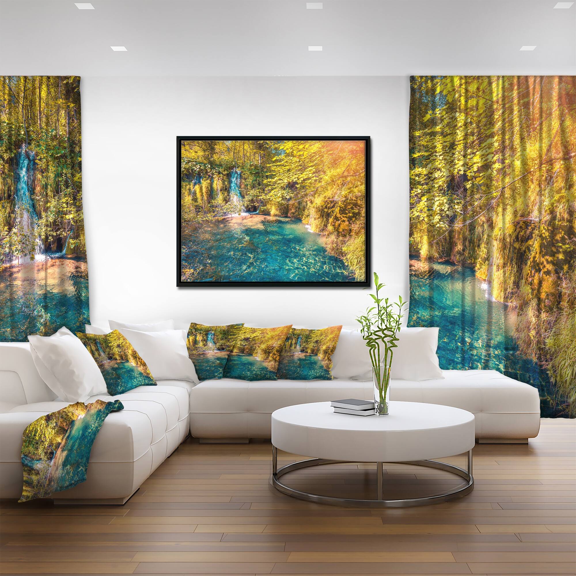 Designart "Plitvice Lakes National Park" Large Landscape Framed Canvas