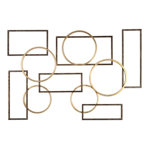 slide 2 of 2, Uttermost 60 Inch x 41 Inch Iron Metal Wall Art from the Elias Brushed Bronze / Gold Leaf