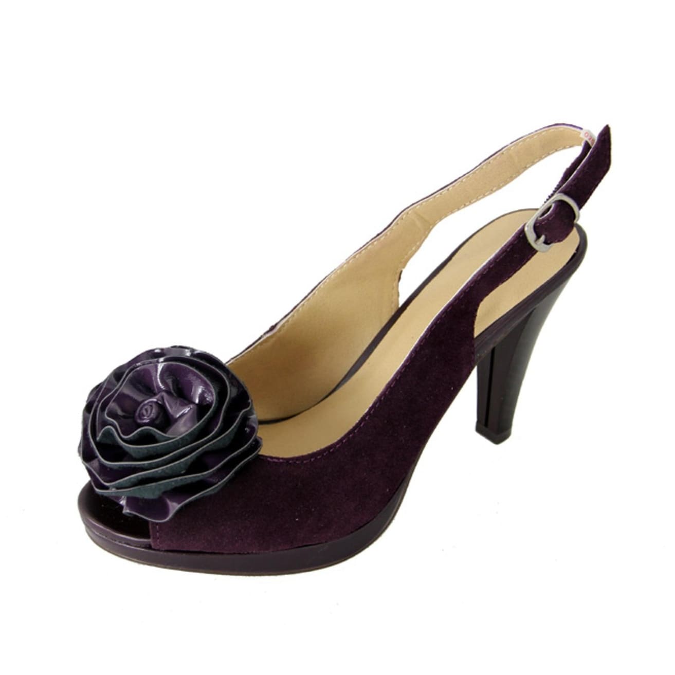 Women's Plum Purple Sassy Slingback High Heel Shoes with Floral