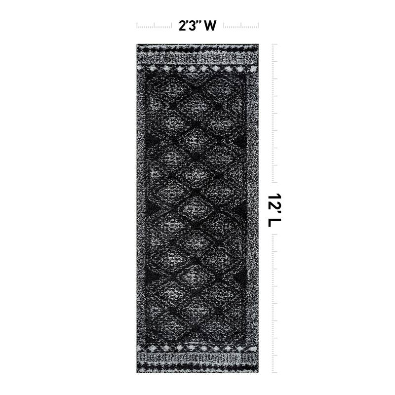 Geometric Shag Rug - Anthracite Dark Gray - Durable Rug for Living Room, Bedroom, or Entryway - Easy to Maintain
