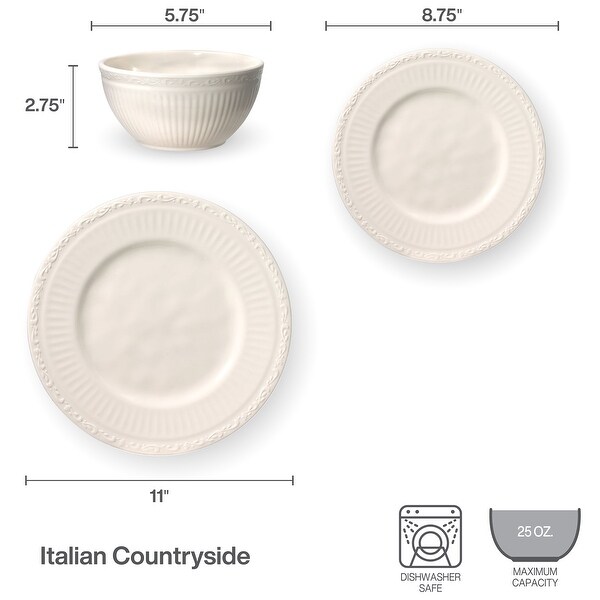 Mikasa Italian Countryside 12-Piece Set, Dinner Plate, Salad Plate