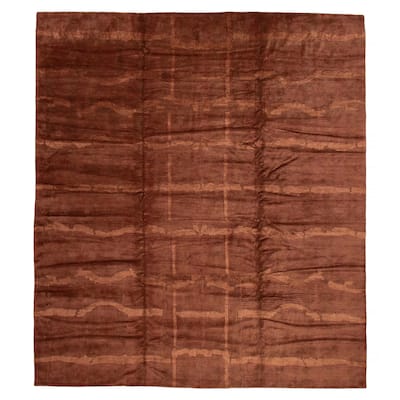 ECARPETGALLERY Hand-knotted Opulence Brown Viscose, Wool Rug - 11'5 x 12'3