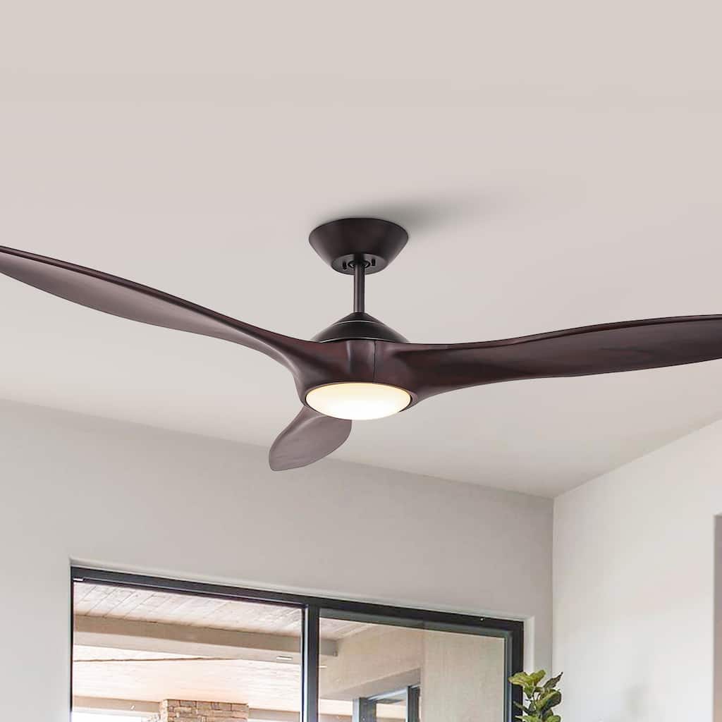 60" Oil Rubbed Bronze Large Ceiling Fan with Light and Wall Control - 60-inch W x 13.8-inch H
