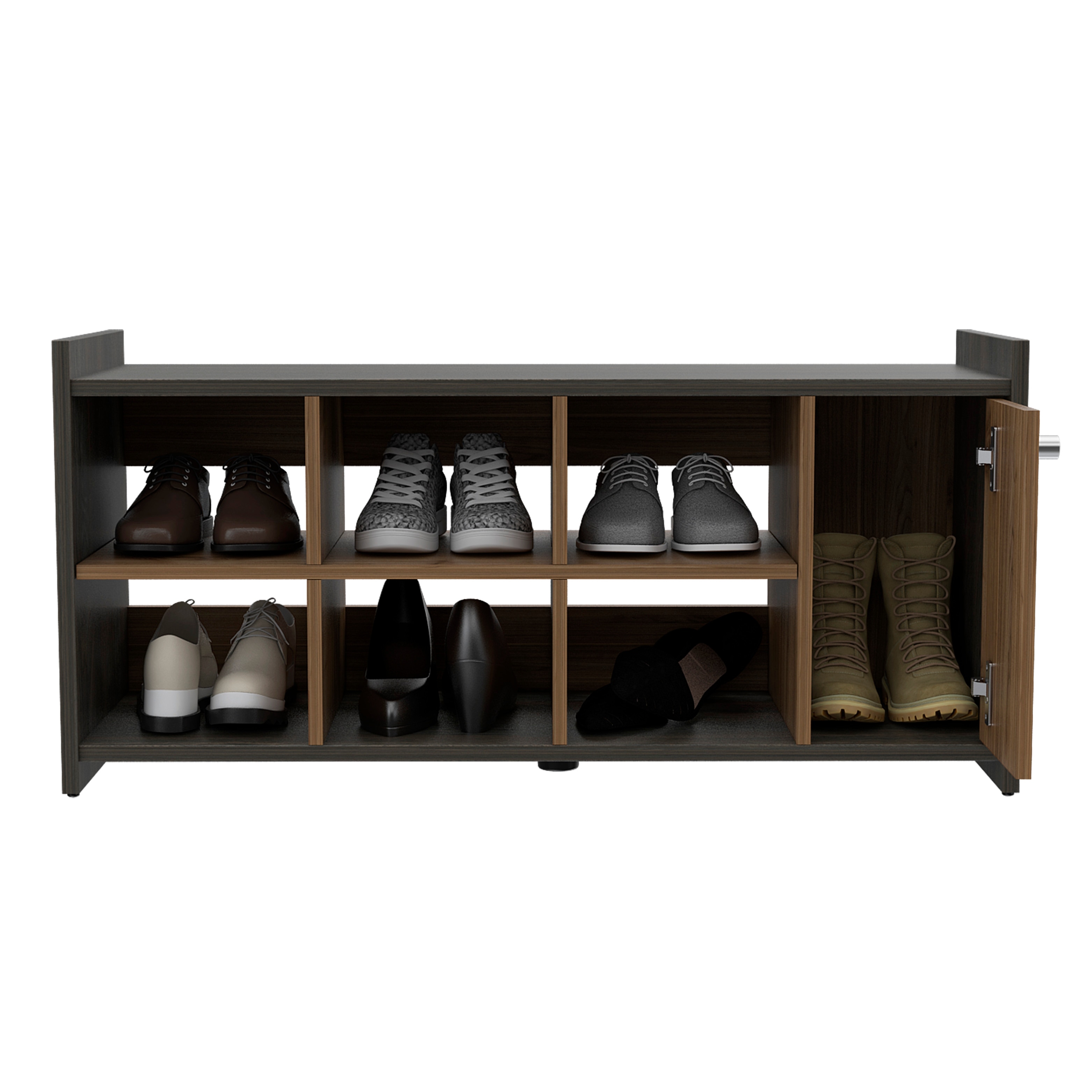 Tuhome 6 Pair Stackable Shoe Rack With Cabinet In Mahogany Espresso Overstock 31959764
