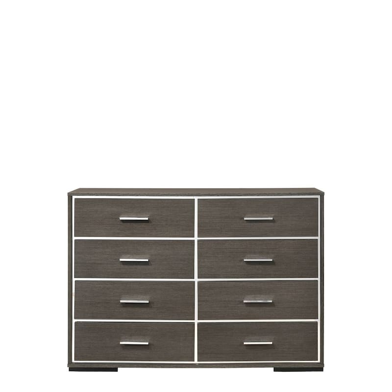 Retro Dresser Gray Oak - 8 Drawer Storage Chest - Modern Bedroom Furniture
