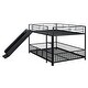 preview thumbnail 11 of 18, Black Full over Full Size Metal Bunk Bed with Slide & Guardrails