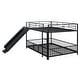 preview thumbnail 11 of 18, Black Full over Full Size Metal Bunk Bed with Slide and Guardrails for Kids