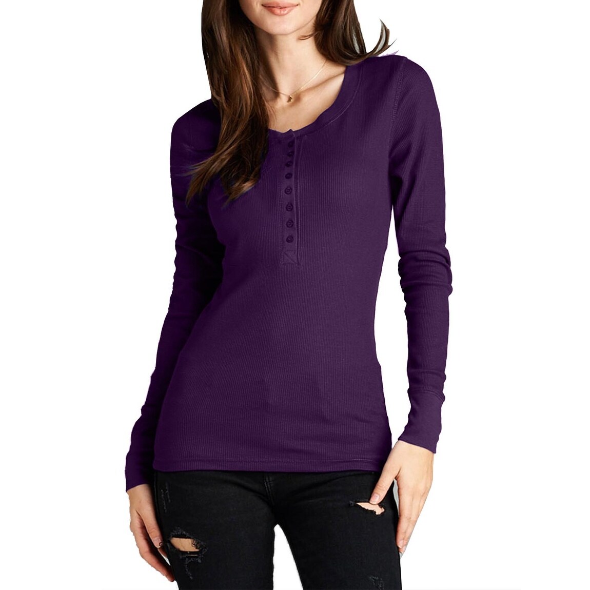 women's black thermal long sleeve top