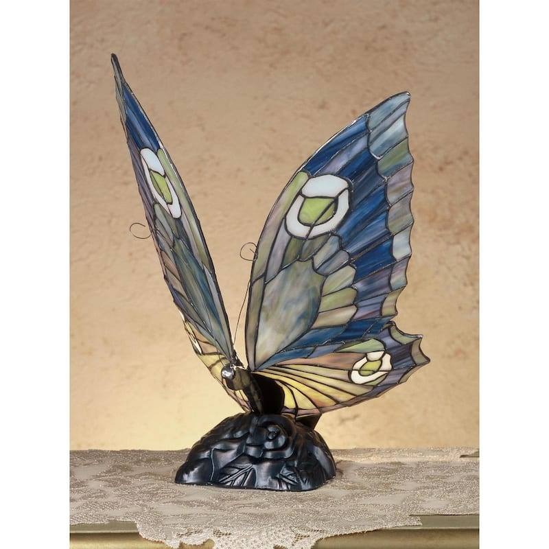Meyda Tiffany Butterfly Wings Tiffany Single Light Accent Table Lamp - Tiffany Glass