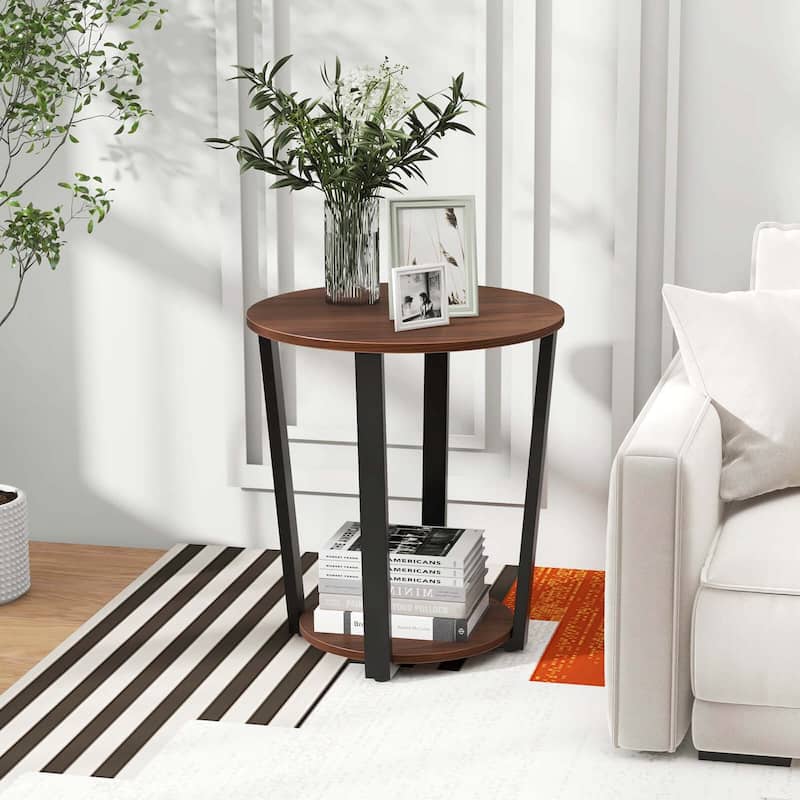 Costway Industrial End Table Sofa Side Table Set ot 2 Nightstand with - See Details