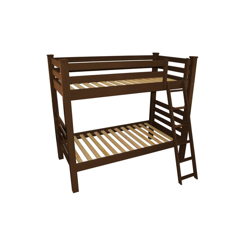 HomeRoots Red Twin Over Twin Solid Wood Bunk Bed