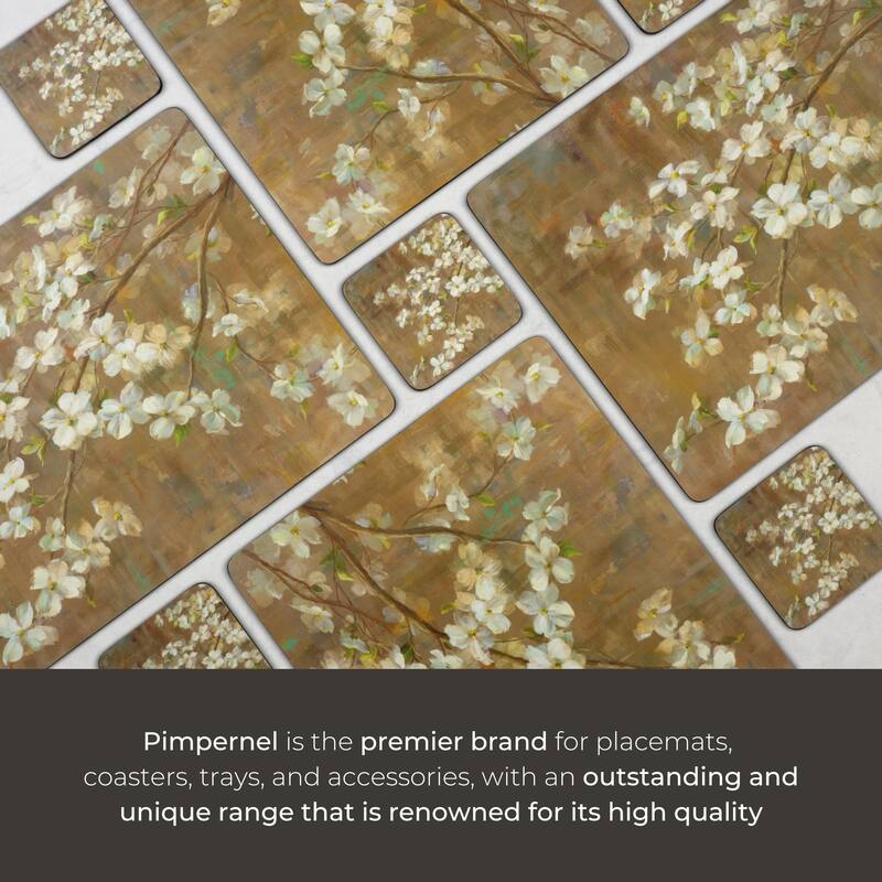 Pimpernel Set of 6 Dogwood in Spring Coasters - 4 Inches Sq.