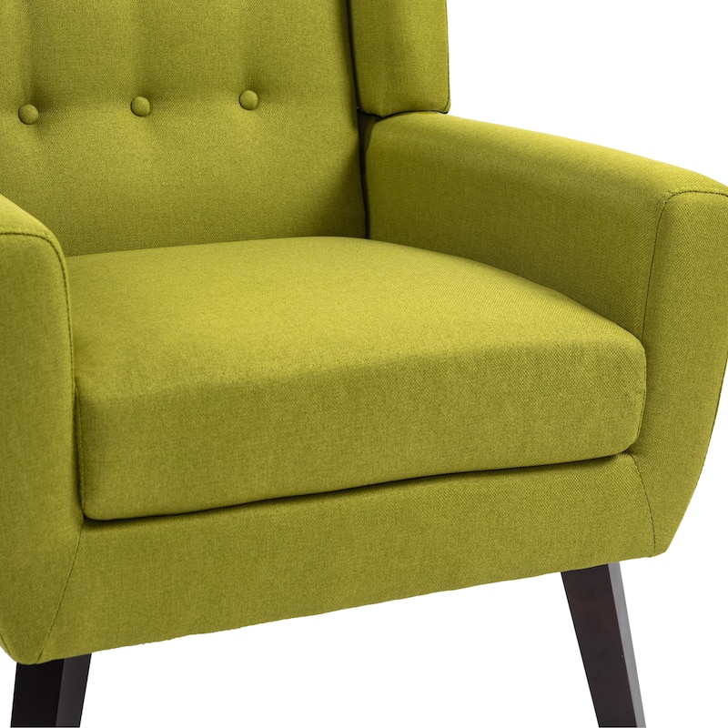 Modern Upholstered Faux Leather Tufted Armchair Linen Accent Chairs
