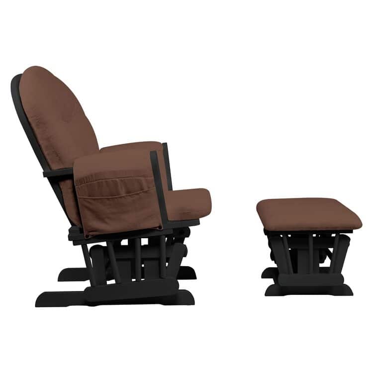 Nursery Glider and Ottoman Set - Reclining Rocker Chair with Padded Back, Armrests, and Cushions