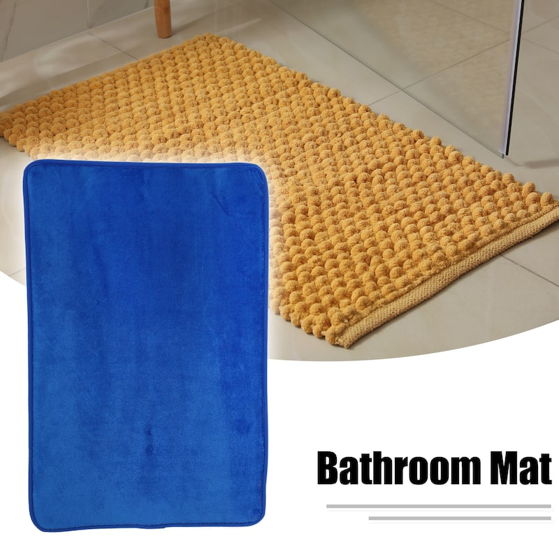 Solid Color Pattern Bathroom Rugs, Polyester Bath Mat, Machine Washable 60x40cm - Dark Blue