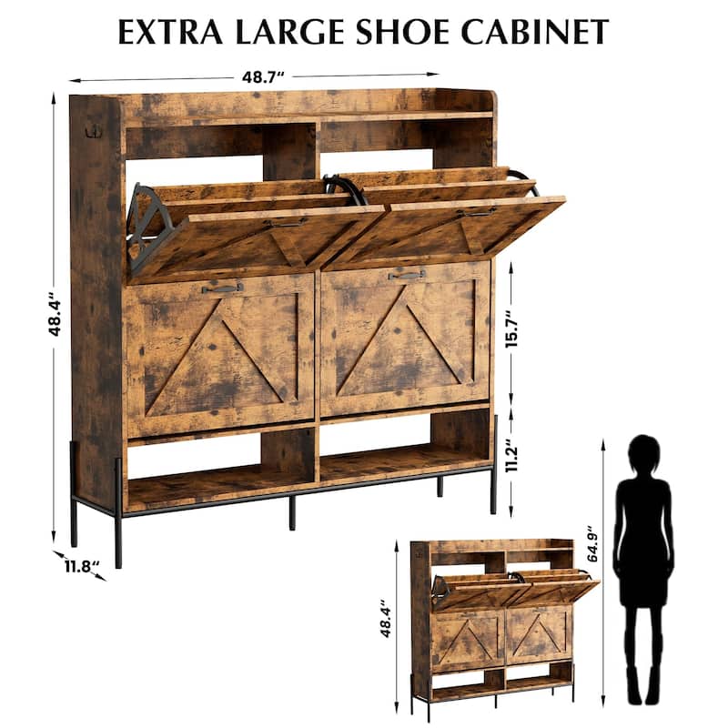 Shoe Cabinet with 4 Flip Drawers,Freestanding Shoe Storage Cabinet Organizer for Entryway,Shoe Rack Cabinet,Dry