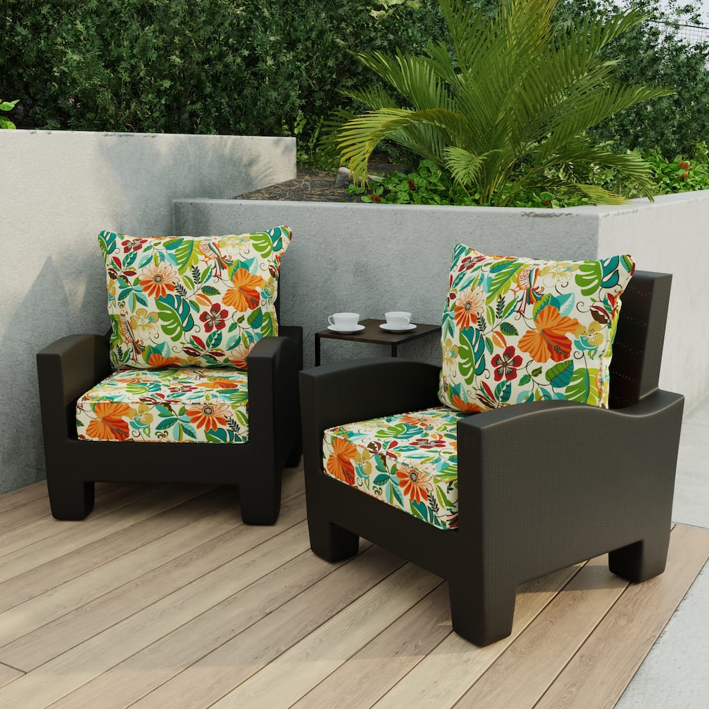24" x 47" Multicolor Floral Outdoor Deep Seat Cushion Set with Welt - 46.5'' L x 24'' W x 6'' H