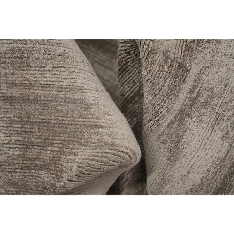 Hand Knotted Oriental Viscose Silk Carpet Modern Modern Brown Abstract Area Rug - 11' 4'' X 8' 1''