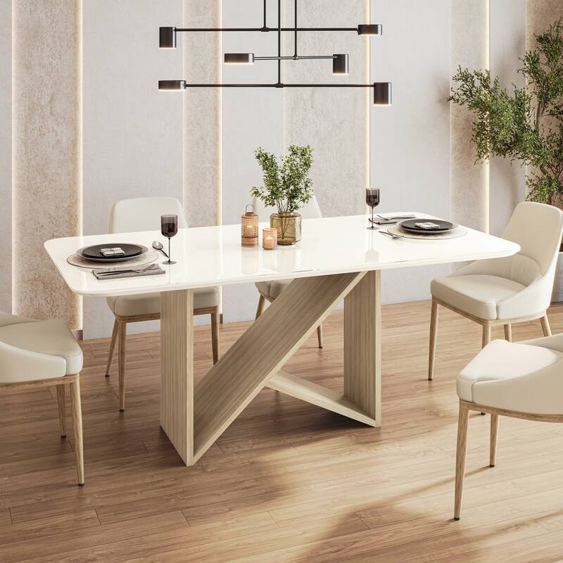 6 Seater Italian-Style Dining Table, Natural and Oak