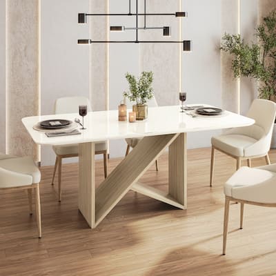 6 Seater Italian-Style Dining Table, Natural and Oak