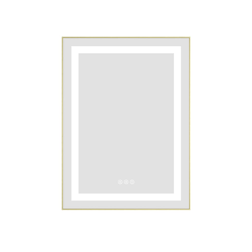 24" x 30" LED Bathroom Mirror with Front and Backlight, Wall Mounted Vanity Mirror with Aluminum Frame, Anti-Fog