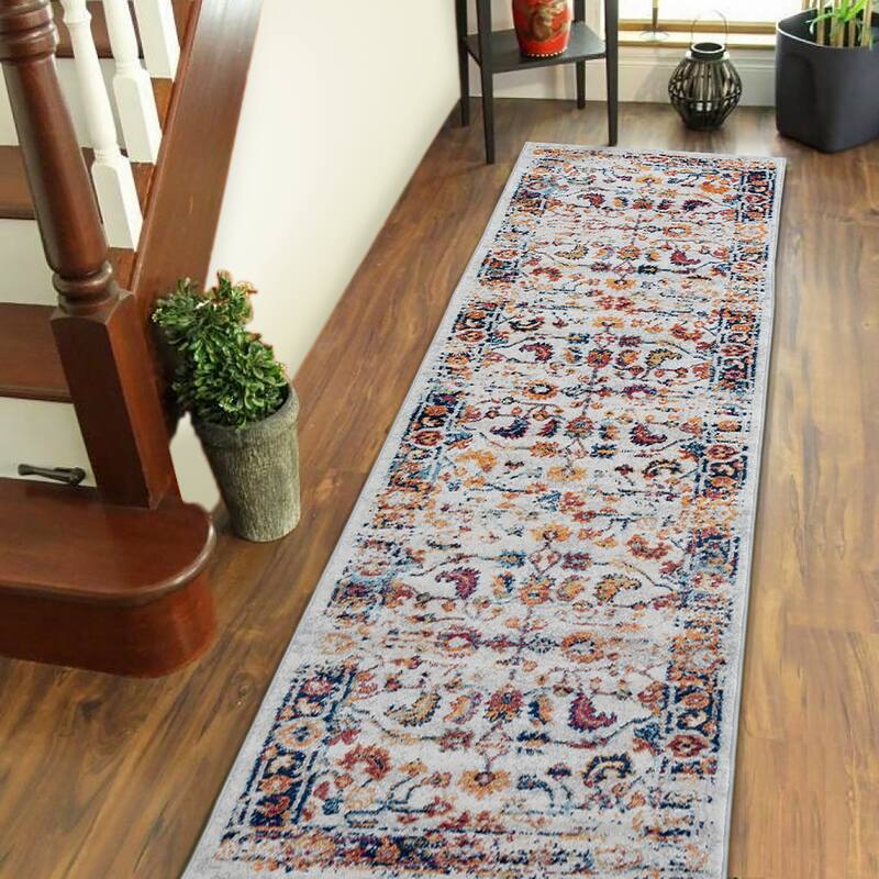 Aurelia Hiro Bordered Area Rug - 2'6" x 10'3" Runner - Orange