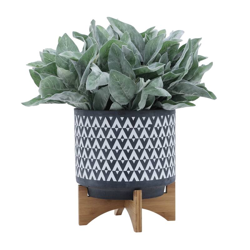 Sagebrook Home Elegant Ceramic Planter on Wooden Stand - Perfect for Modern Home Decor and Plant Lovers