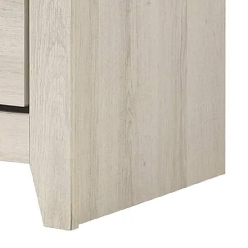 Lei Bedroom Nightstand with 2 Drawers, Distressed White Wood
