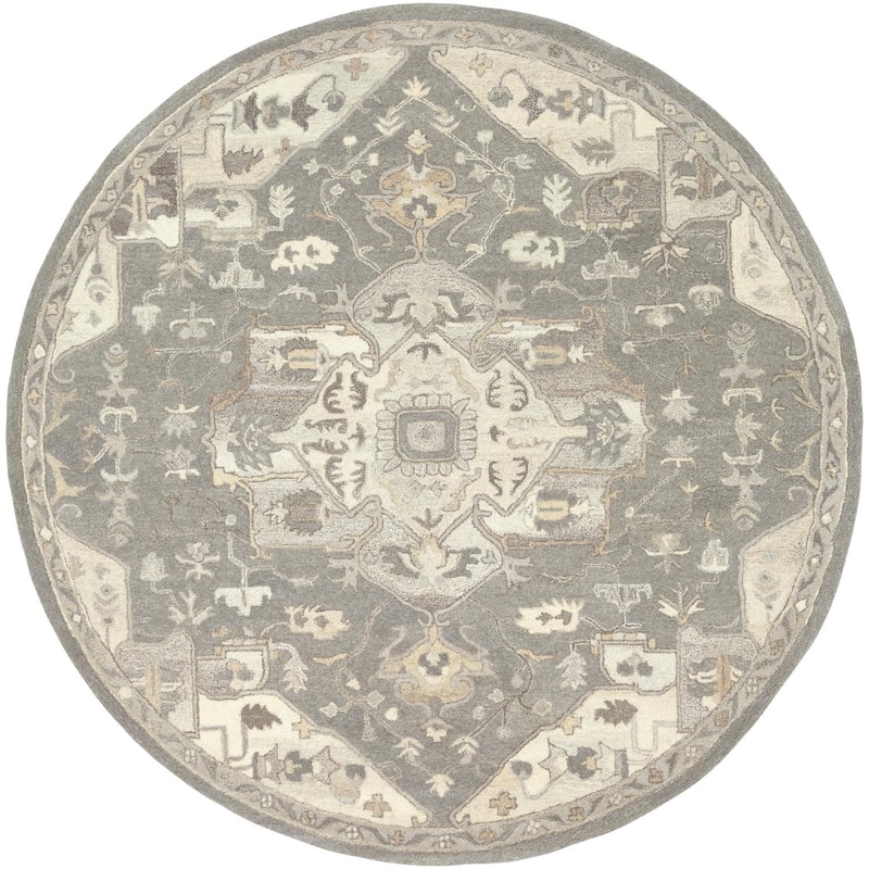 Livabliss Caesar Traditional Area Rug - 8' x 8' Round - Charcoal - Round