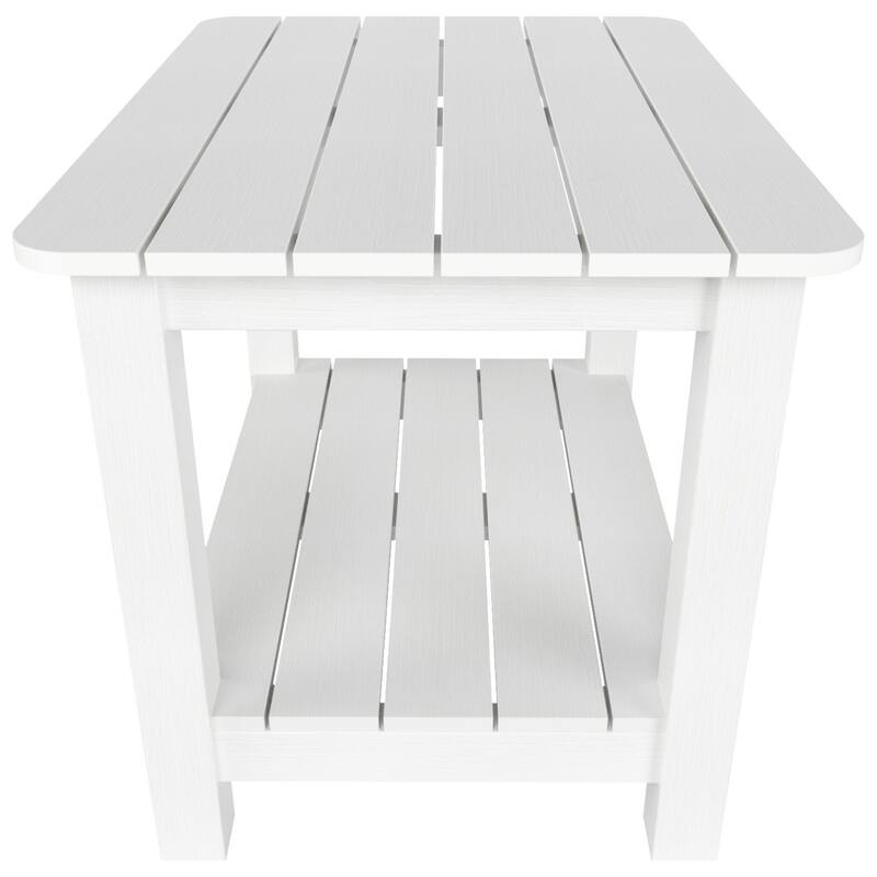 Vineyard HIPS Outdoor Eco-Friendly All Weather Seashell Rocking Adirondack Chair with Side Table (2-Piece Set)