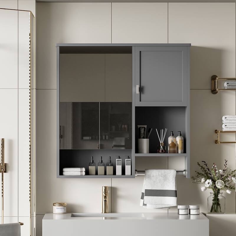 29" x 28" Modern Wall Mounted Bathroom Medicine Cabinet, Bathroom Wall Storage Cabinet with Mirror, Over the Toilet