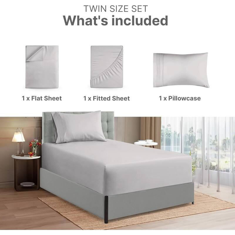 CGK Linens 4 Piece Solid Microfiber Extra Deep Pocket Bed Sheet Set