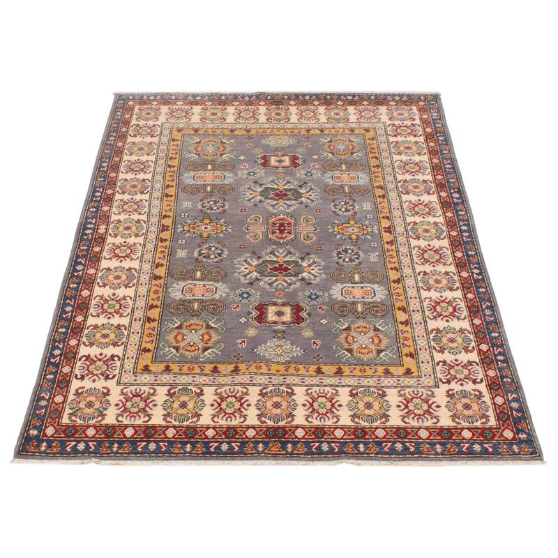 ECARPETGALLERY Hand-knotted Uzbek Ghazni Grey Wool Rug - 5'0 x 7'3