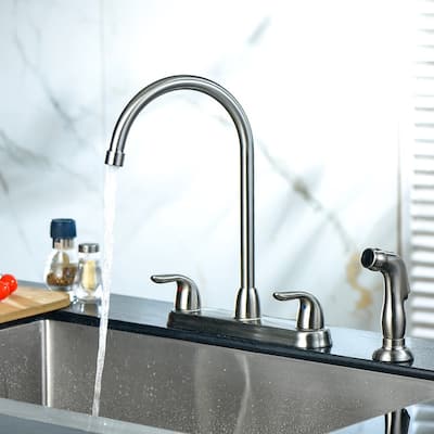 2-Handle Kitchen Faucet with Pull-Out Side Sprayer, 4-Hole Installation
