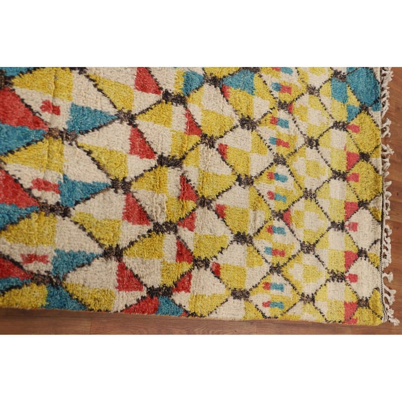 All-Over Moroccan Area Rug Handmade Wool Carpet - 8'11" x 12'9"