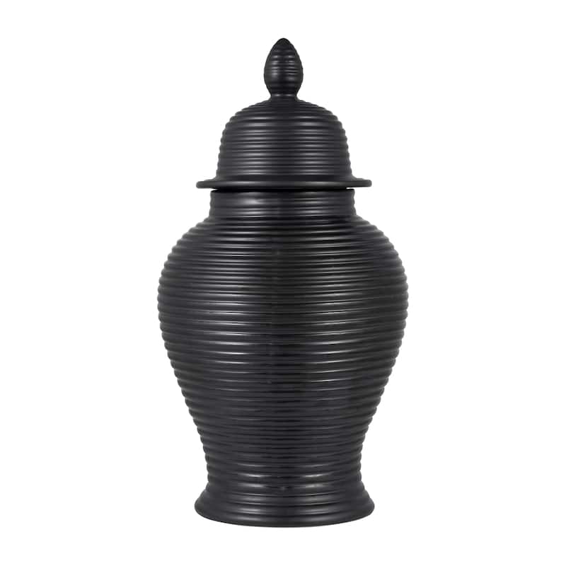 Sagebrook Home Ribbed Textured Ceramic Ginger Temple Jar - 9" x 9" x 18"