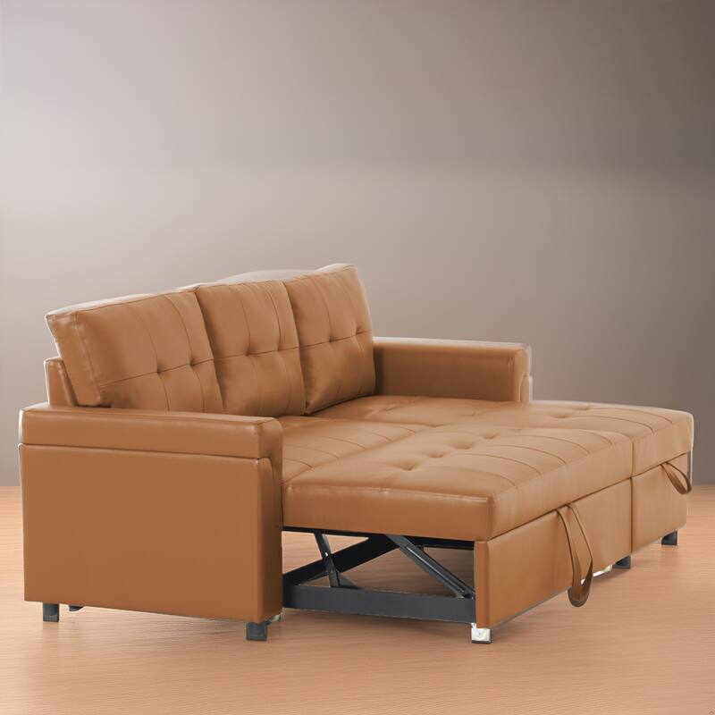 Reversible Sectional Sleeper Sofa with Storage Chaise & Pull-Out Bed