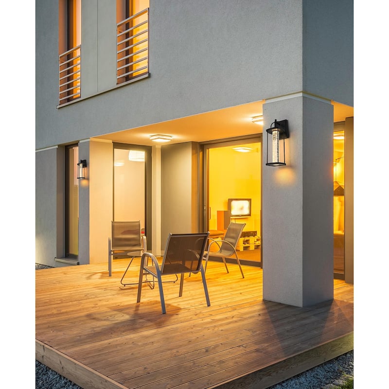 Leonora 15 inch LED Outdoor Wall sconce in Black - 15"