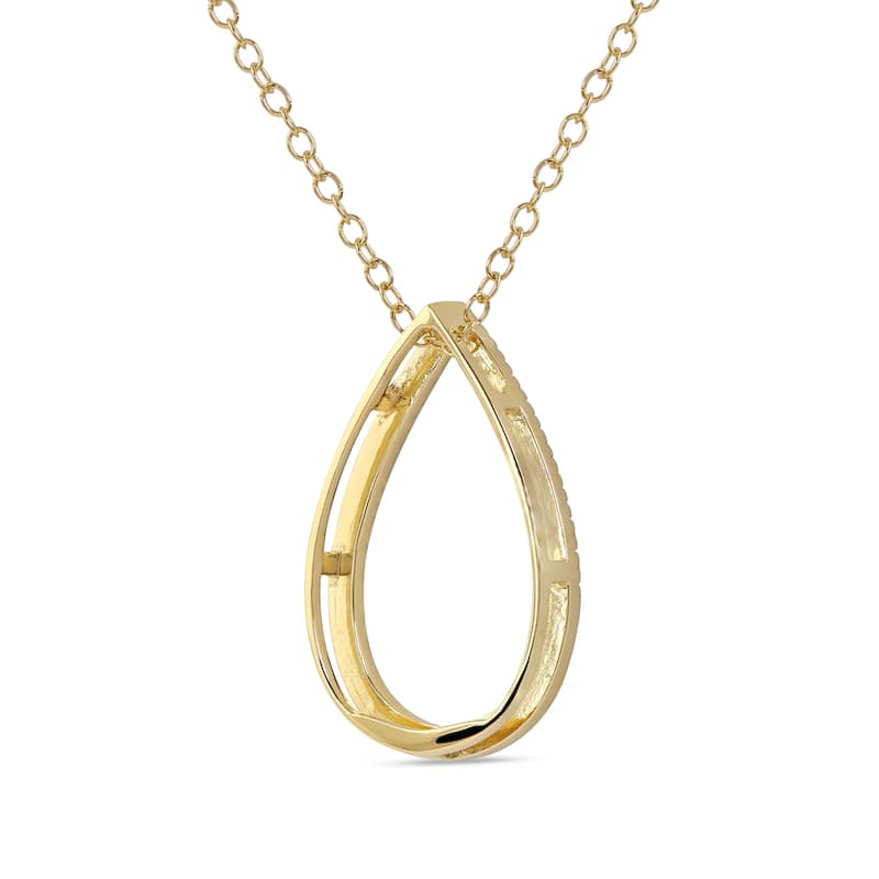 1/6ct - 1ct TDW 14K Gold Open Pear Diamond Pendant Necklace for Women