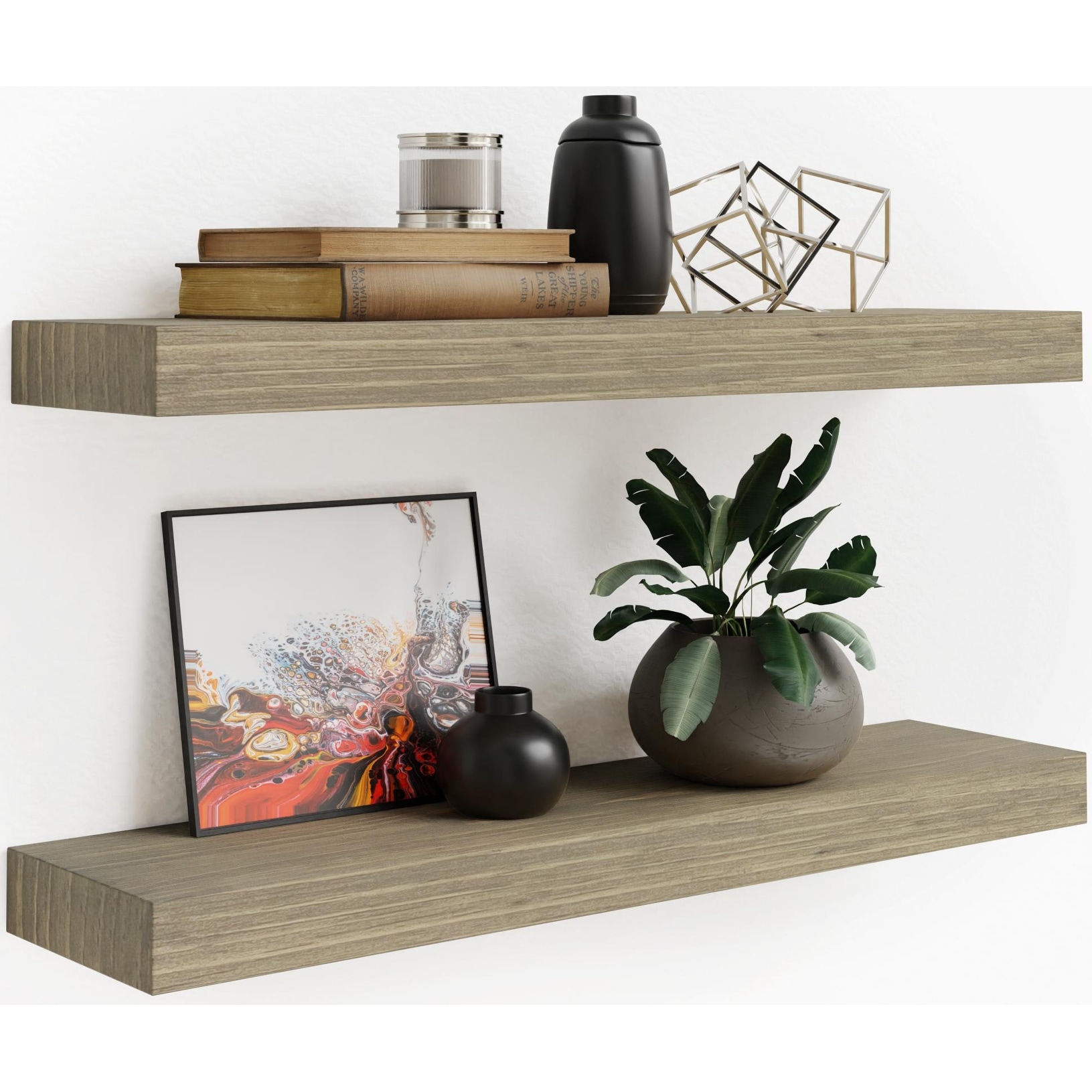 Floating Shelves, 24 Inch Wall Shelf Set of 2, Rustic Wood Shelves for Wall  Storage, Wall Mounted Wooden Display Shelf for Bathroom Bedroom Kitchen