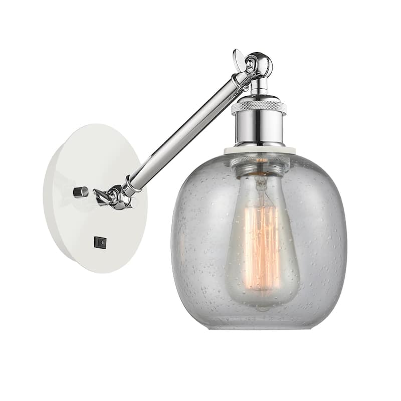 Innovations Lighting 317-1W-13-6 Belfast Sconce Belfast 13" Tall Wall - White and Polished Chrome / Seedy