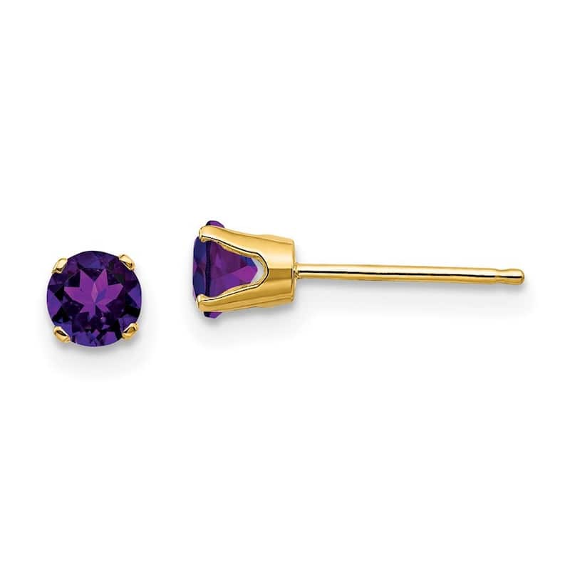 Curata 14k Yellow Gold 4mm Round Gemstone Birthstone Post Stud Earrings