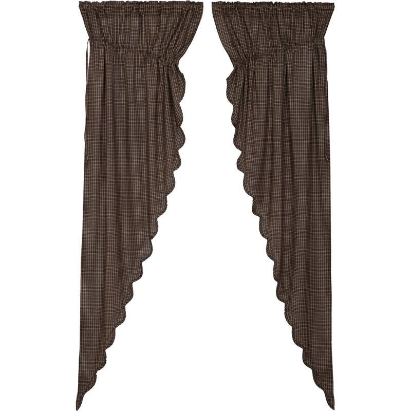 Kettle Grove Plaid Prairie Long Panel Scalloped Set of 2 84x36x18 - Prairie Panel 84x36